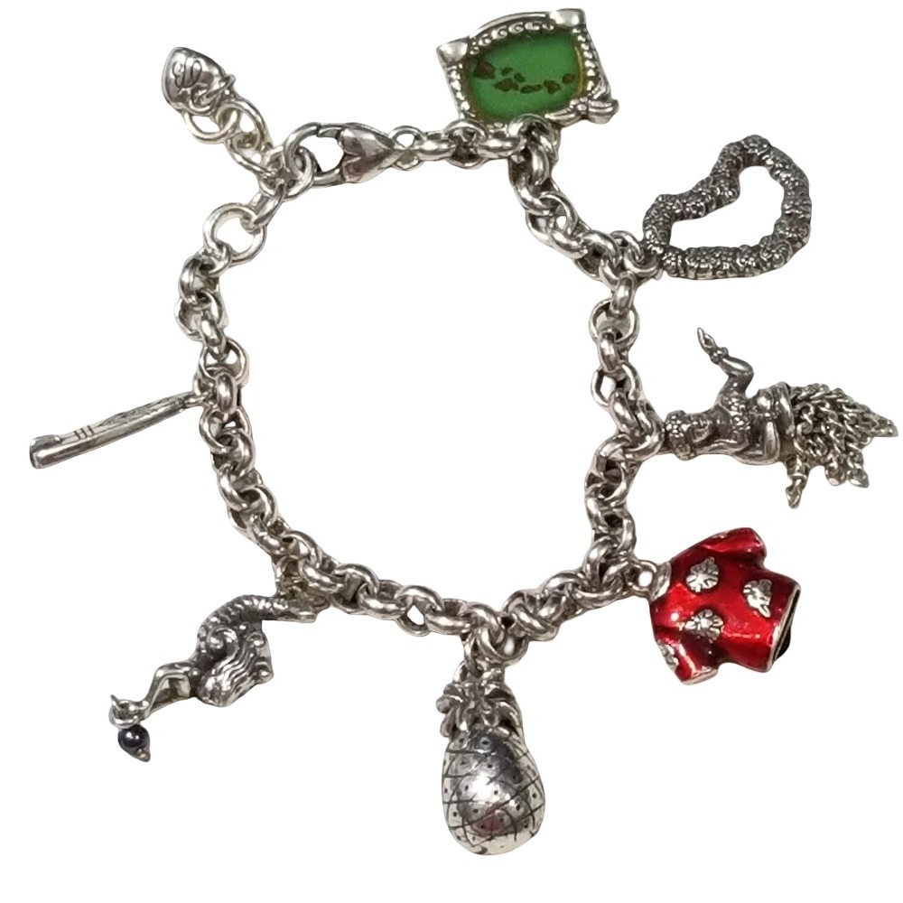 Brighton Hawaii Tropical Charm Bracelet Silver PL Aloha‎ Shirt Pineapple Mermaid